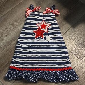 Navy Striped Dress with Star Accents